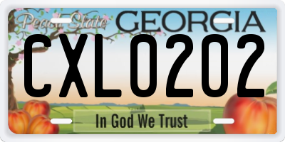 GA license plate CXL0202