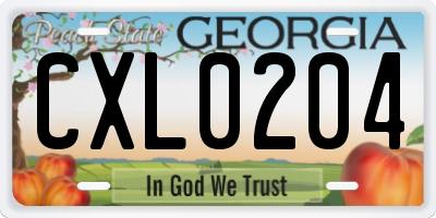 GA license plate CXL0204