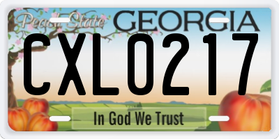 GA license plate CXL0217