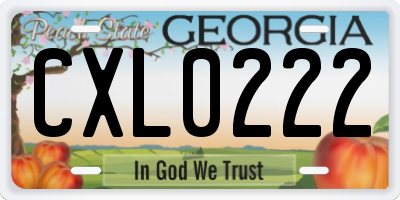 GA license plate CXL0222