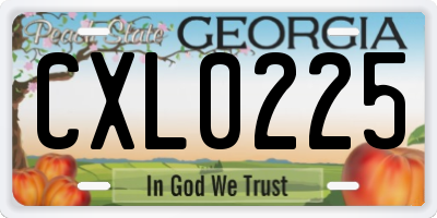 GA license plate CXL0225