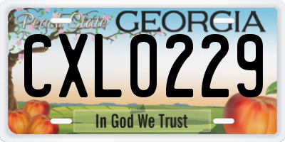 GA license plate CXL0229