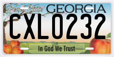 GA license plate CXL0232