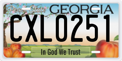 GA license plate CXL0251