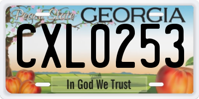 GA license plate CXL0253