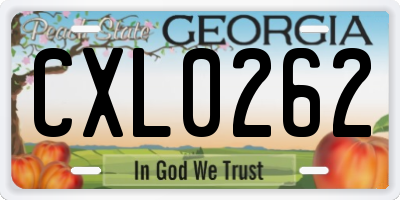 GA license plate CXL0262
