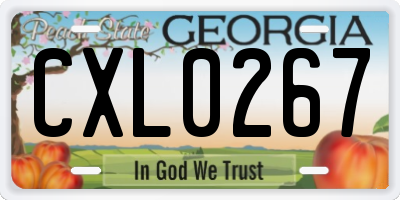 GA license plate CXL0267