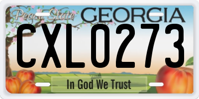 GA license plate CXL0273