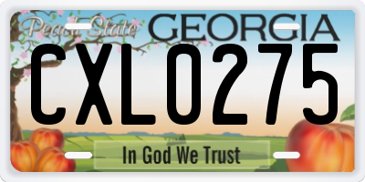 GA license plate CXL0275