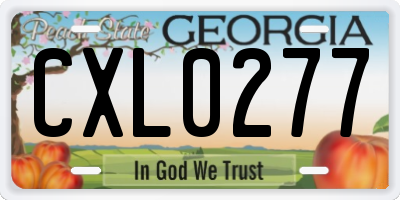 GA license plate CXL0277