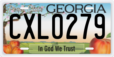 GA license plate CXL0279