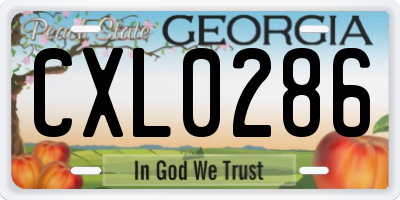 GA license plate CXL0286
