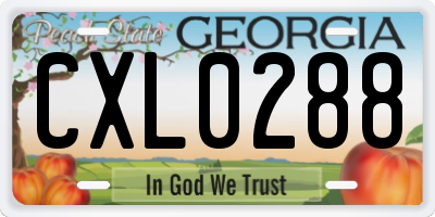 GA license plate CXL0288