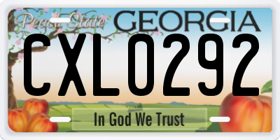 GA license plate CXL0292