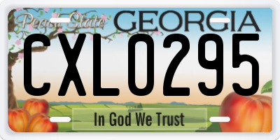 GA license plate CXL0295