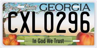GA license plate CXL0296