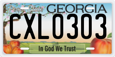 GA license plate CXL0303