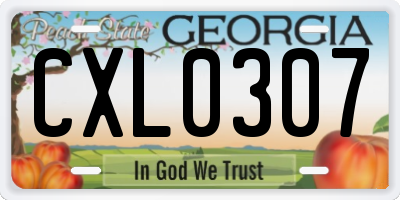 GA license plate CXL0307