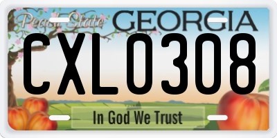 GA license plate CXL0308