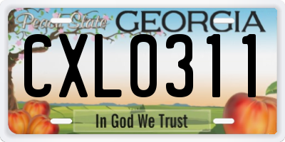 GA license plate CXL0311
