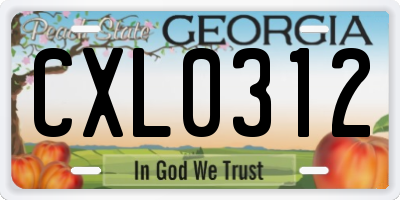 GA license plate CXL0312