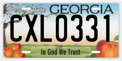GA license plate CXL0331
