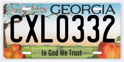 GA license plate CXL0332