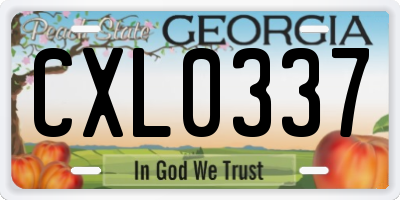 GA license plate CXL0337