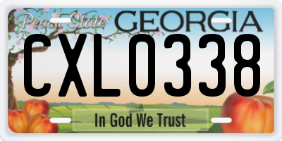 GA license plate CXL0338
