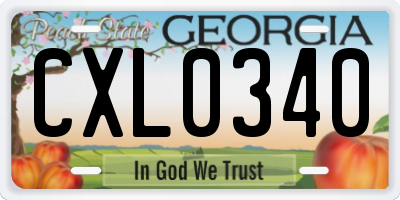 GA license plate CXL0340