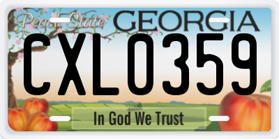 GA license plate CXL0359
