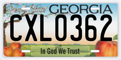 GA license plate CXL0362