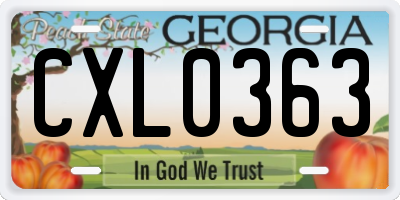 GA license plate CXL0363