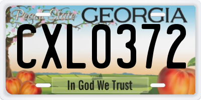 GA license plate CXL0372