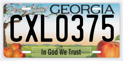 GA license plate CXL0375