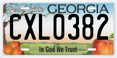 GA license plate CXL0382