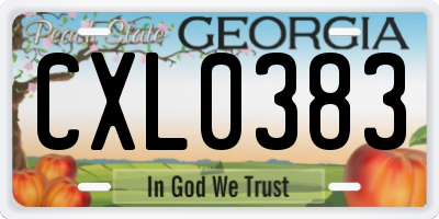 GA license plate CXL0383