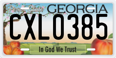 GA license plate CXL0385