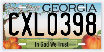 GA license plate CXL0398