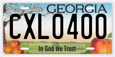 GA license plate CXL0400