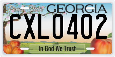 GA license plate CXL0402