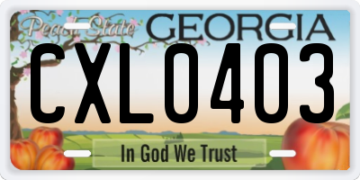 GA license plate CXL0403