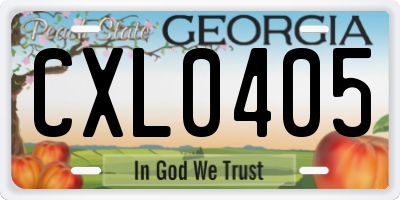 GA license plate CXL0405