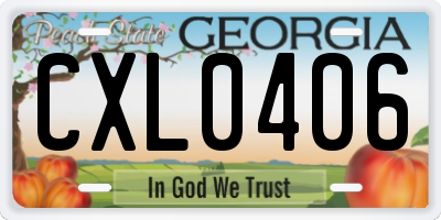 GA license plate CXL0406