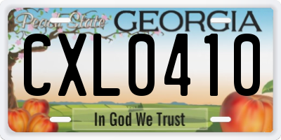 GA license plate CXL0410