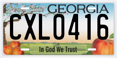 GA license plate CXL0416