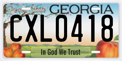 GA license plate CXL0418