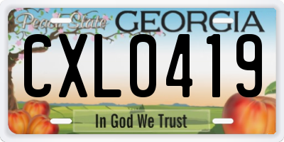 GA license plate CXL0419
