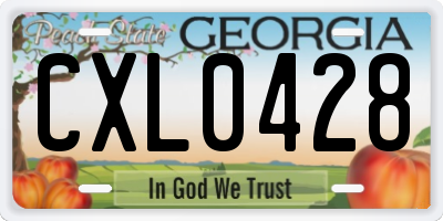 GA license plate CXL0428