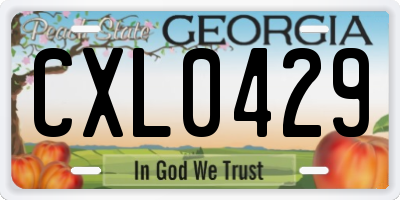 GA license plate CXL0429